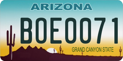 AZ license plate BOE0071