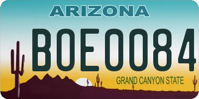 AZ license plate BOE0084
