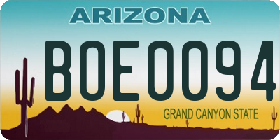 AZ license plate BOE0094