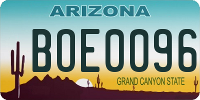 AZ license plate BOE0096