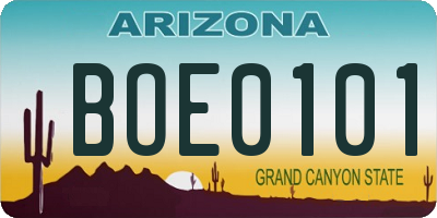 AZ license plate BOE0101