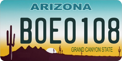 AZ license plate BOE0108