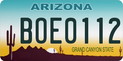 AZ license plate BOE0112