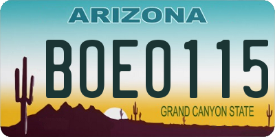 AZ license plate BOE0115