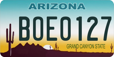 AZ license plate BOE0127
