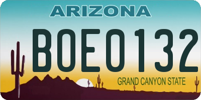 AZ license plate BOE0132