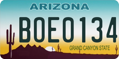 AZ license plate BOE0134