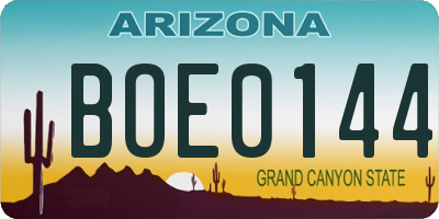 AZ license plate BOE0144