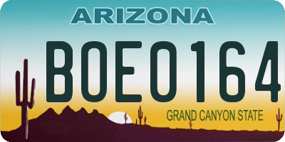 AZ license plate BOE0164