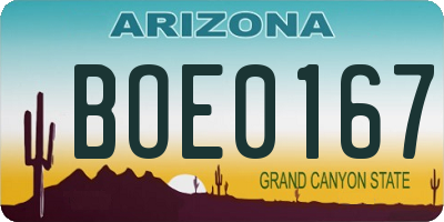 AZ license plate BOE0167