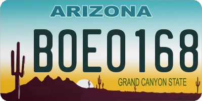 AZ license plate BOE0168