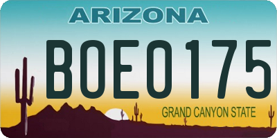 AZ license plate BOE0175