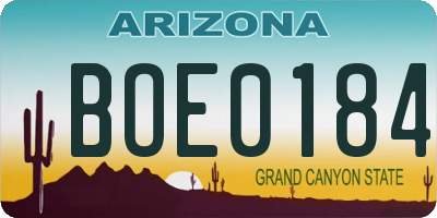 AZ license plate BOE0184