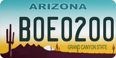 AZ license plate BOE0200