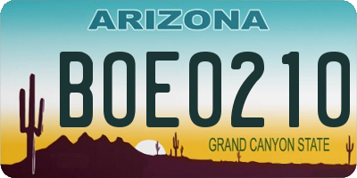 AZ license plate BOE0210