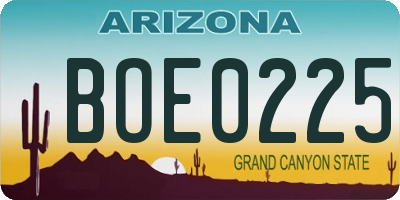 AZ license plate BOE0225