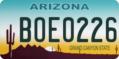 AZ license plate BOE0226