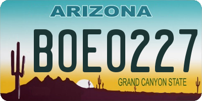 AZ license plate BOE0227