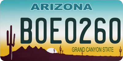 AZ license plate BOE0260