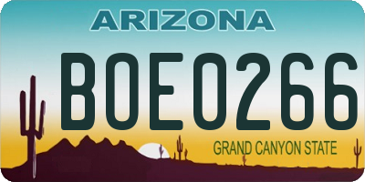 AZ license plate BOE0266