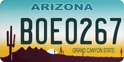 AZ license plate BOE0267