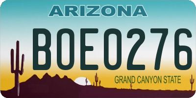 AZ license plate BOE0276