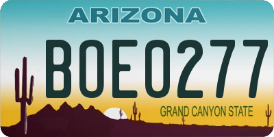 AZ license plate BOE0277