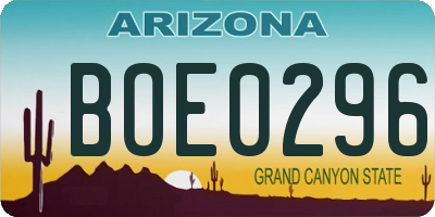 AZ license plate BOE0296