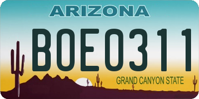 AZ license plate BOE0311