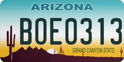 AZ license plate BOE0313