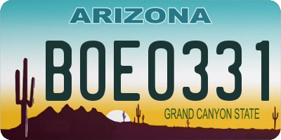 AZ license plate BOE0331