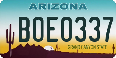 AZ license plate BOE0337