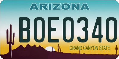 AZ license plate BOE0340