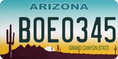AZ license plate BOE0345