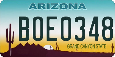 AZ license plate BOE0348