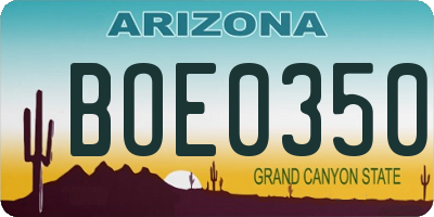 AZ license plate BOE0350