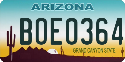AZ license plate BOE0364