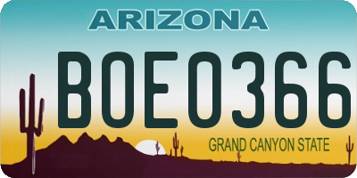 AZ license plate BOE0366