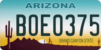 AZ license plate BOE0375