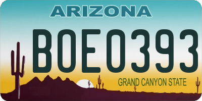 AZ license plate BOE0393