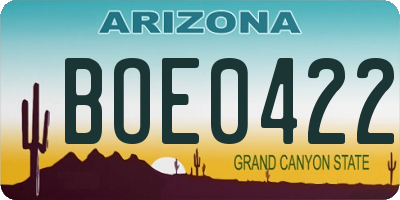 AZ license plate BOE0422