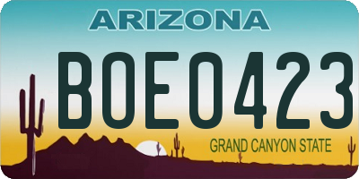 AZ license plate BOE0423