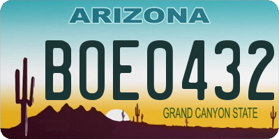 AZ license plate BOE0432