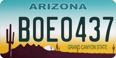 AZ license plate BOE0437