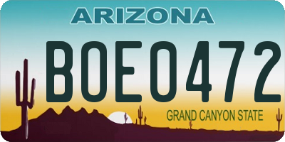 AZ license plate BOE0472