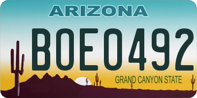 AZ license plate BOE0492