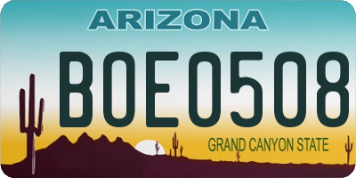 AZ license plate BOE0508