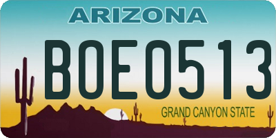 AZ license plate BOE0513