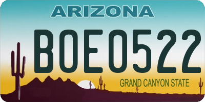 AZ license plate BOE0522