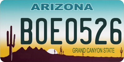 AZ license plate BOE0526